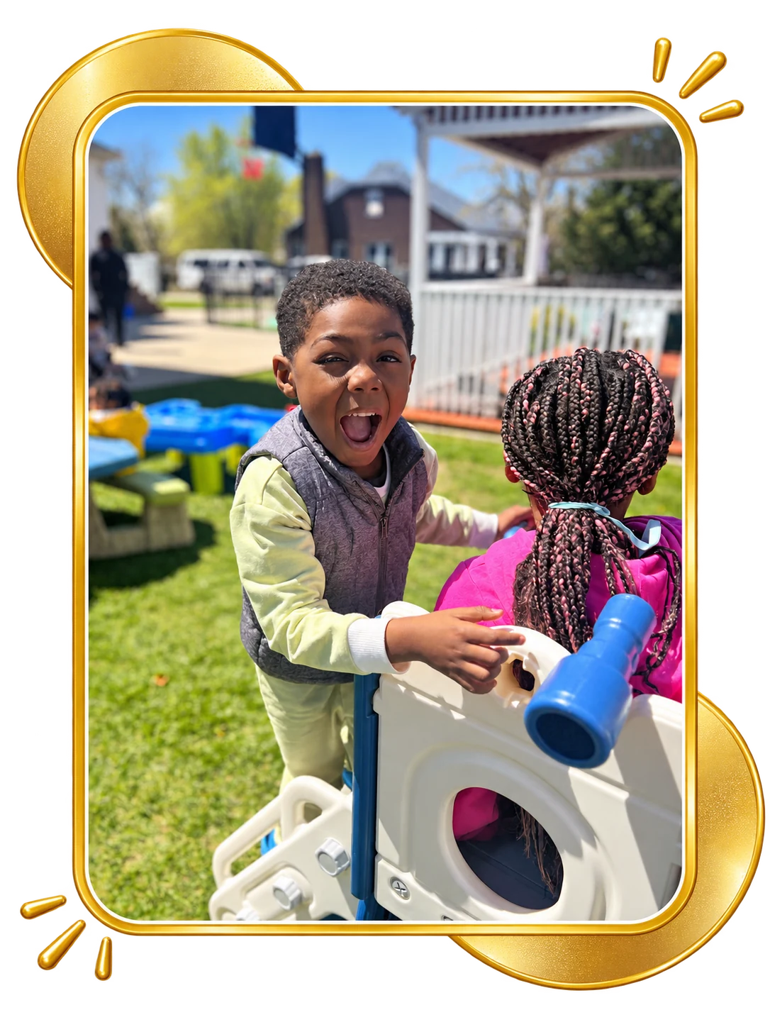 Children playing together on the Guardian Angels Childcare playground